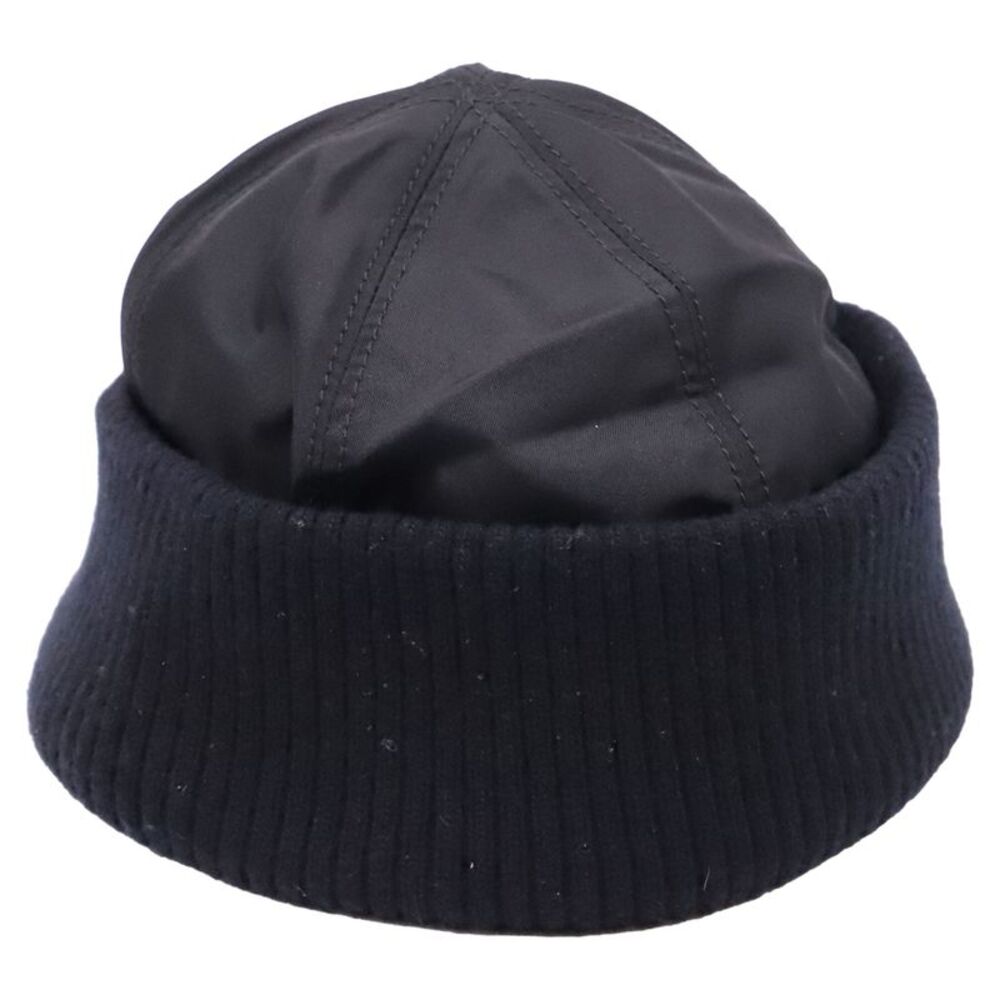 Prada Wool Accent Beanie in Black Nylon